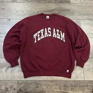 Vintage 90s Russell Athletic Texas A&M Aggies Burgundy Crimson Sweatshirt - XL